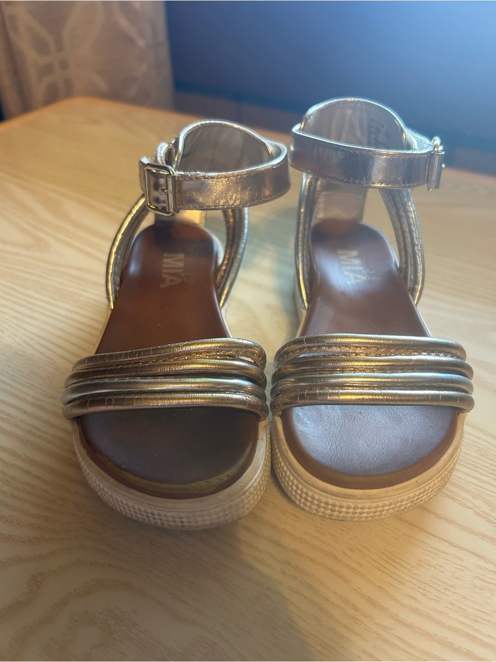 MIA Metallic Gold Girls' Ankle-Strap Sandals